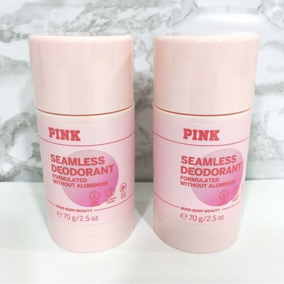 2 VS PINK SEAMLESS DEODORANT WITH ALOE WITH OUT ALUMINUM CUCUMBER SCENT NWT - Picture 1 of 7